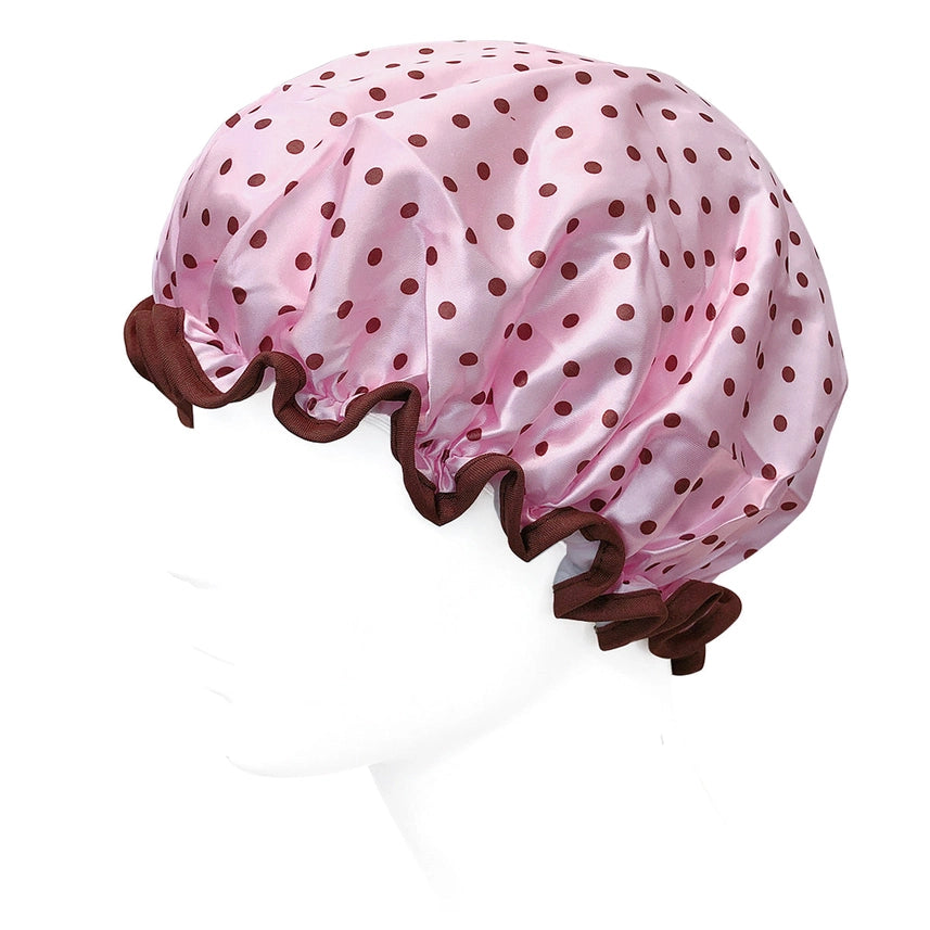 Wrapables Double Layer Waterproof Shower Caps, Dots, Cherries & Kitties (Set of 4)