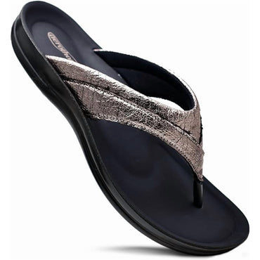 Aerothotic Women's Comfortable Slides, Sela, Grey (L1302)