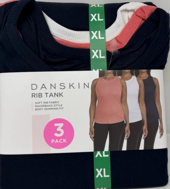 Danskin Ladies' Soft Ribbed Active Top Racerback Tank (3-Pack)
