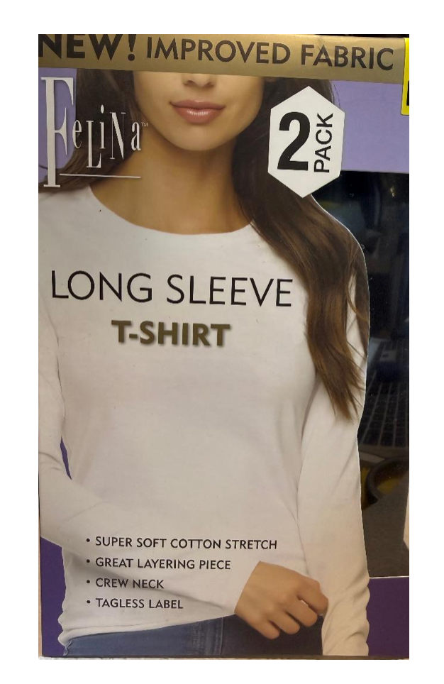 Felina Women's Long Sleeve Layering Crew Neck T-Shirts (2-pack)