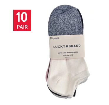 Lucky Brand Womens Soft No Show Sock, (10-Pair) assorted