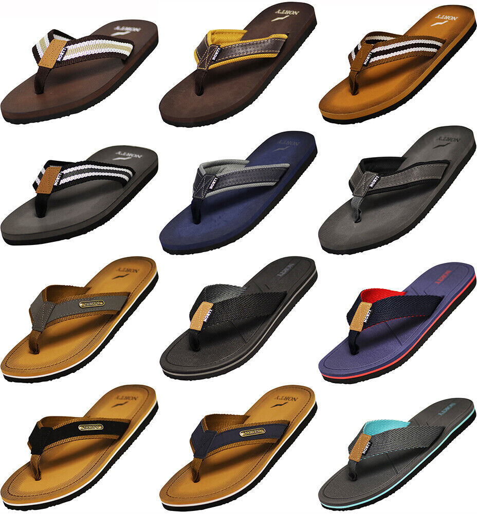 NORTY Mens Flip Flop Sandal Brown, Brown (11066)
