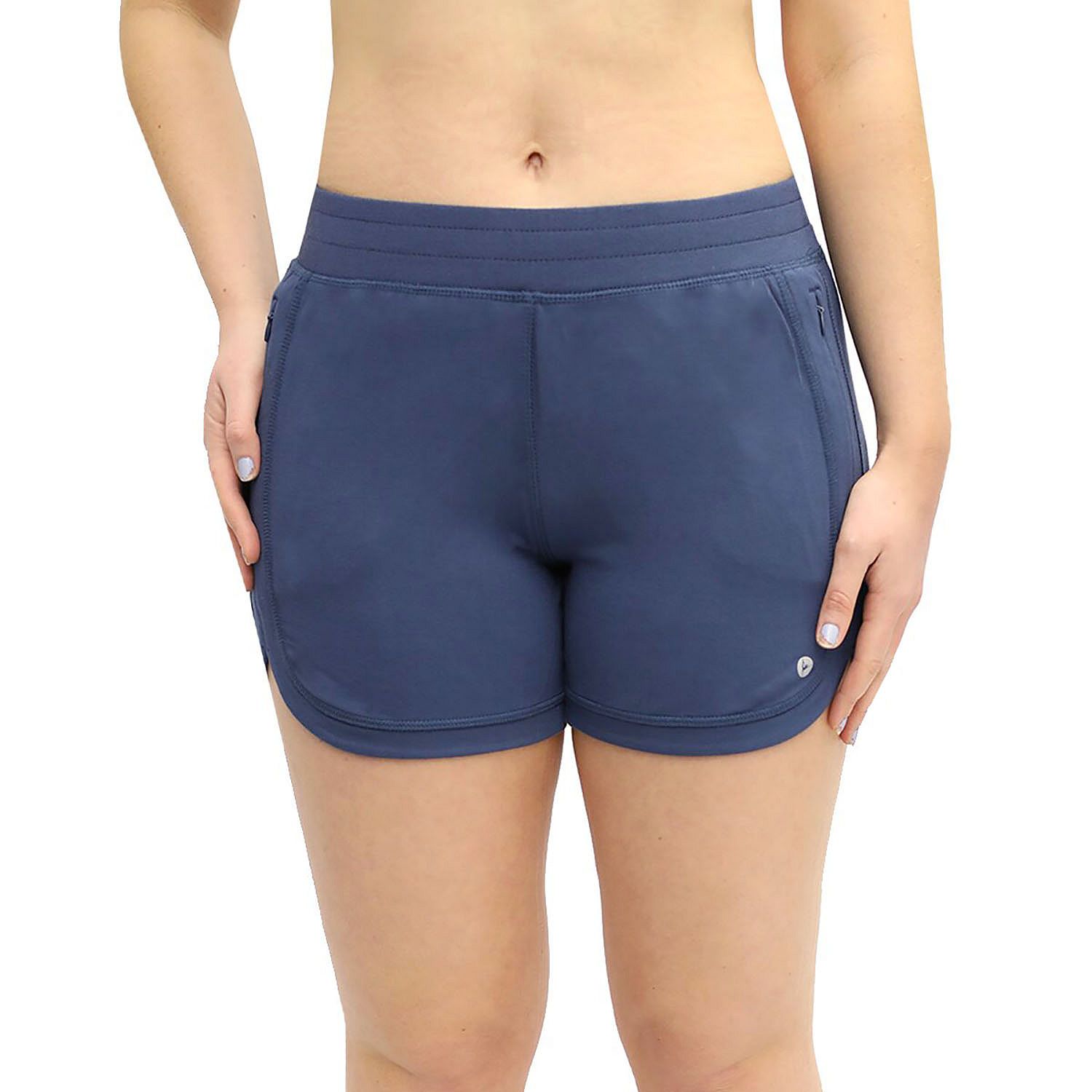 Active Life Womens Active Terry W/Zipper Pockets Short, Heather Denim - oddros.shop