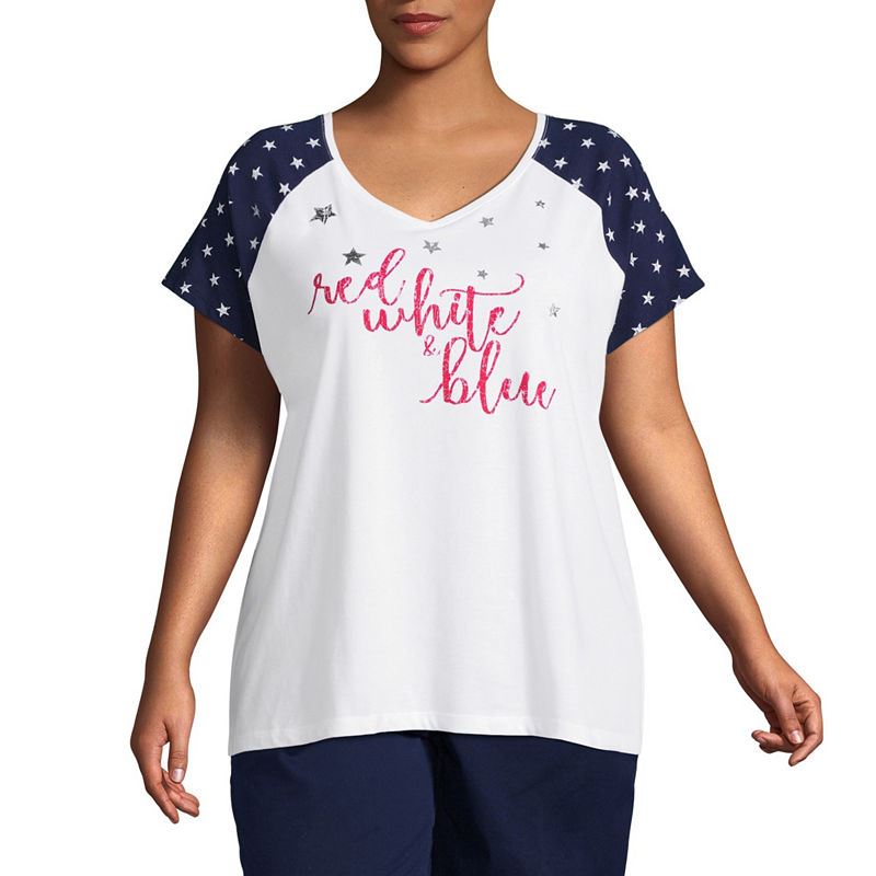 St. John's Bay Short Sleeve Americana Baseball Tee - Plus - oddros.shop