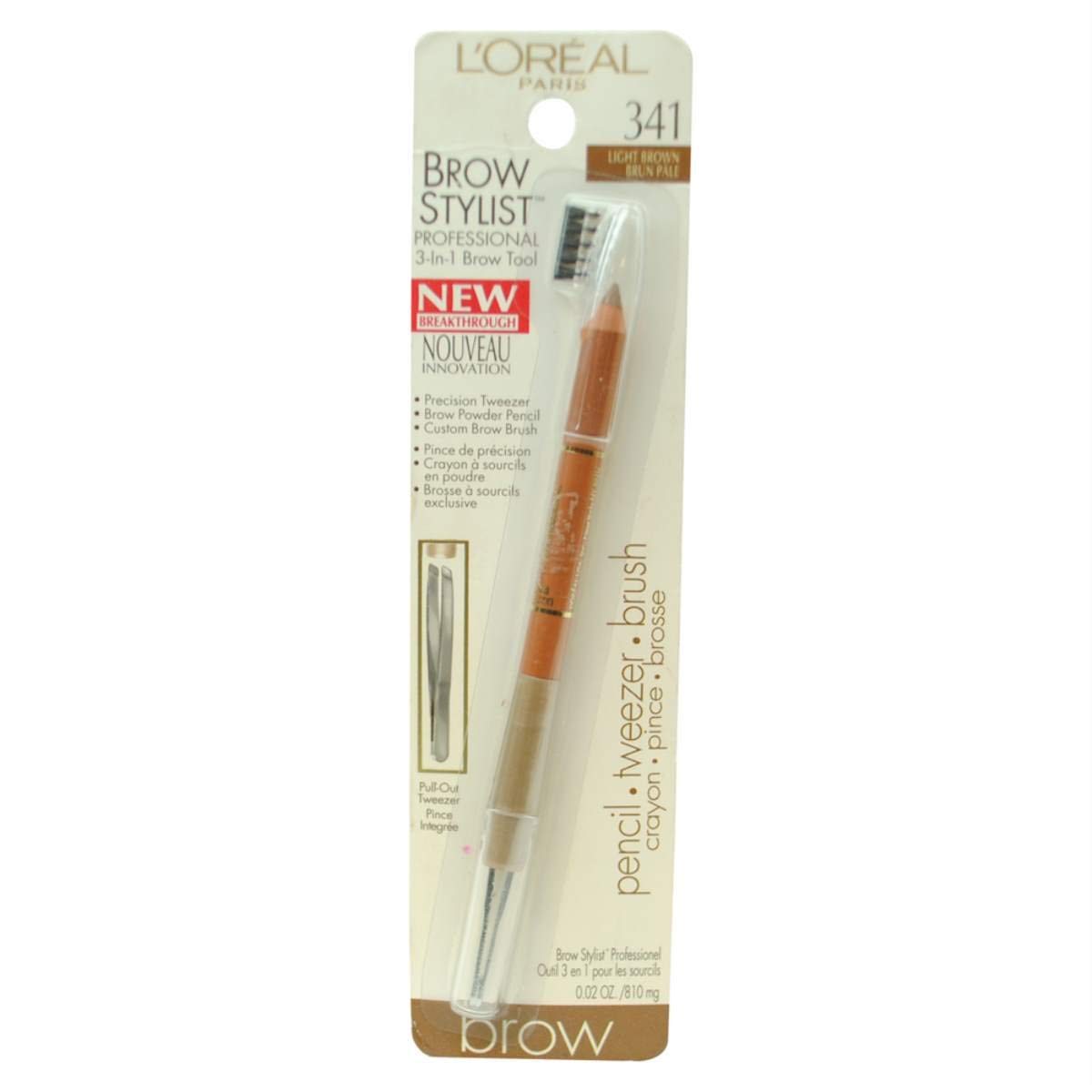 L'Oreal Brow Stylist Professional 3-in-1 Brow Tool, Light Brown 341 - oddros.shop