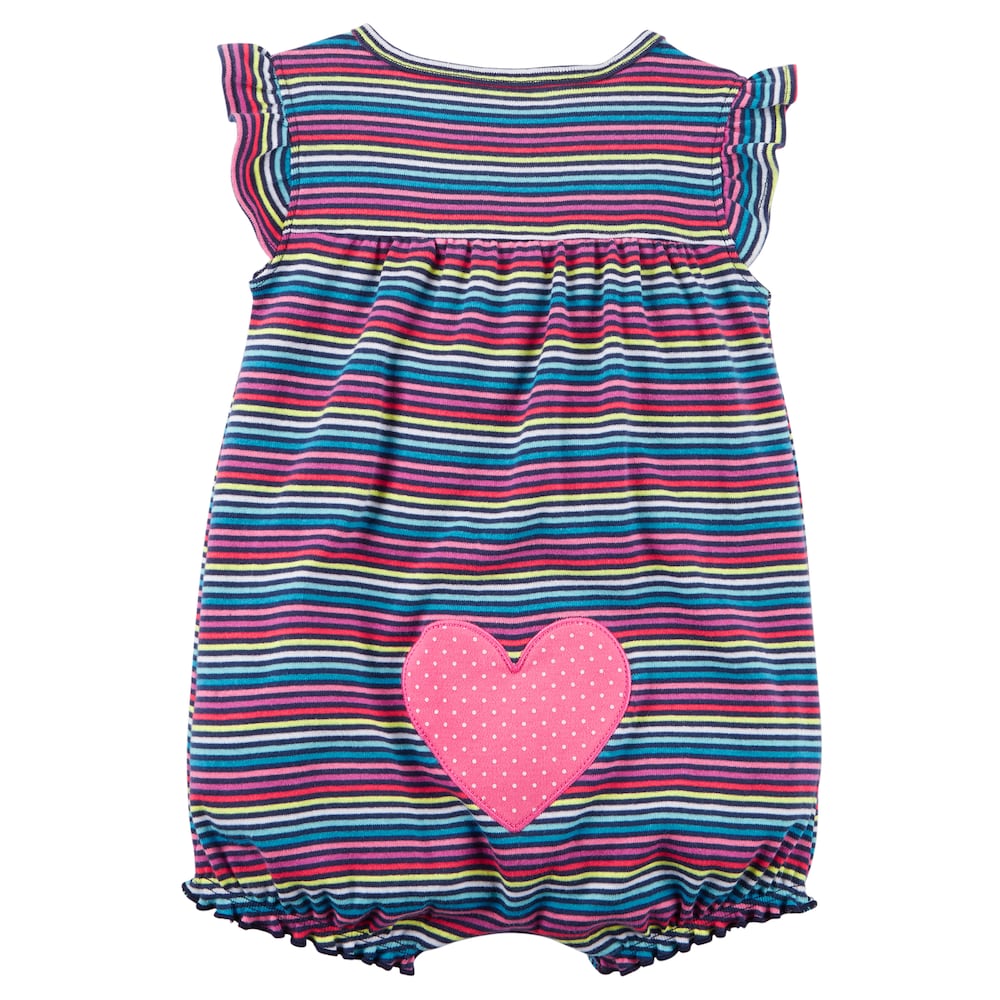 Carter's Baby Girls' Multi Striped Snap up Cotton Romper 9-M - oddros.shop
