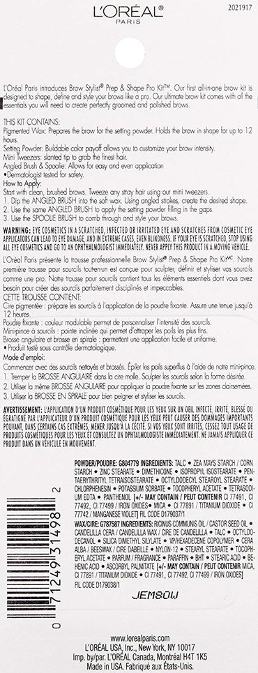 L'OREAL Brow Stylist Prep and Shape Pro Brow Kit - 387 Medium To Dark - oddros.shop