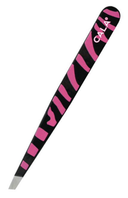 CALA PROFESSIONAL Animal Print Slanted Tweezer - Pink Zebra - oddros.shop