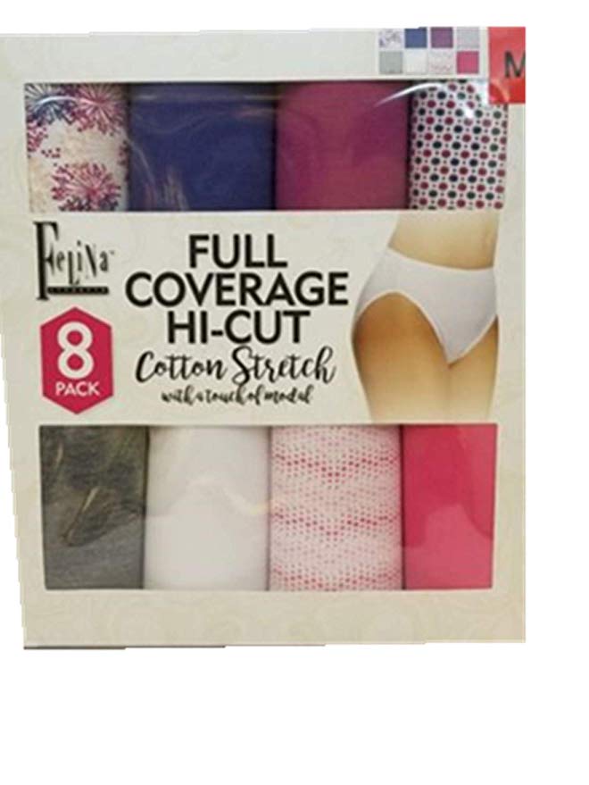 Felina Ladies' Hi-Cut Panty Small Assorted Colors(8-pack) - oddros.shop