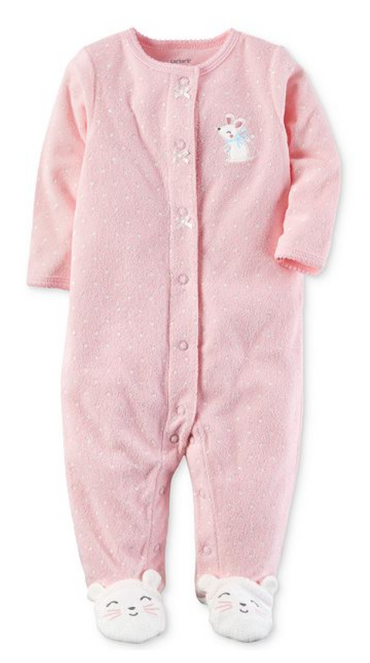 Carter's Baby Girls Dot-Print Terry Footed Coveralls One Piece - oddros.shop
