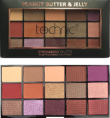 Technic Cosmetics 15 Colours Eyeshadow Palette, Peanut Butter & Jelly - oddros.shop