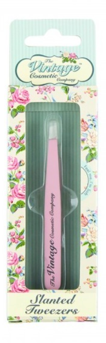 The Vintage Cosmetic Company Slanted Tweezers Soft Touch - Pink - oddros.shop