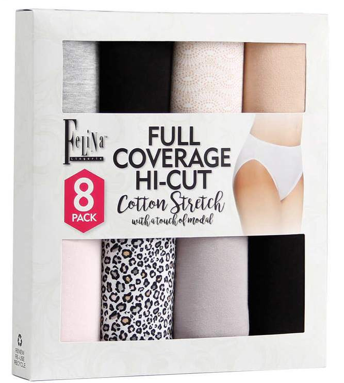 Felina Ladies' Hi-Cut Panty - Large (8-pack) - oddros.shop