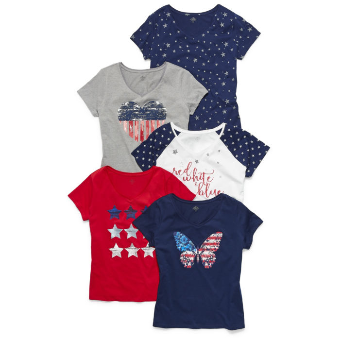 St. John's Bay Short Sleeve Americana Baseball Tee - Plus - oddros.shop