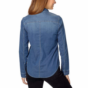Calvin Klein Jeans Ladies' Denim Shirt, Blue (Large) - oddros.shop