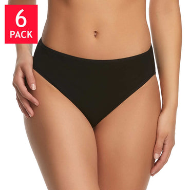 Felina Ladies' Cotton Stretch, Hi Cut Bikini (6-pack) - oddros.shop