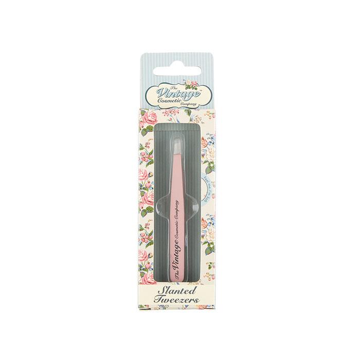 The Vintage Cosmetic Company Slanted Tweezers Soft Touch - Pink - oddros.shop