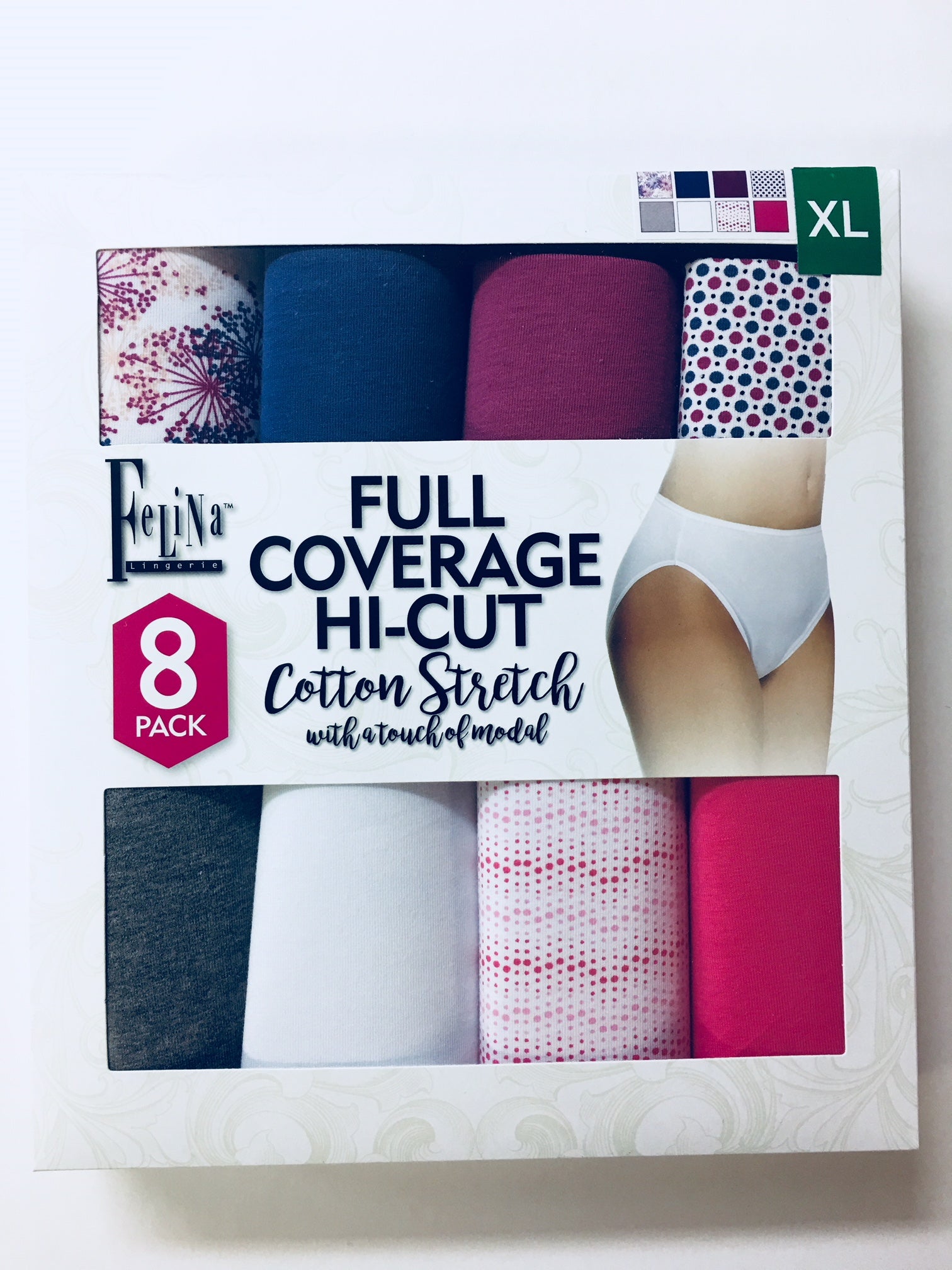 Felina Ladies' Hi-Cut Panty, X-Large (8-pack) - oddros.shop