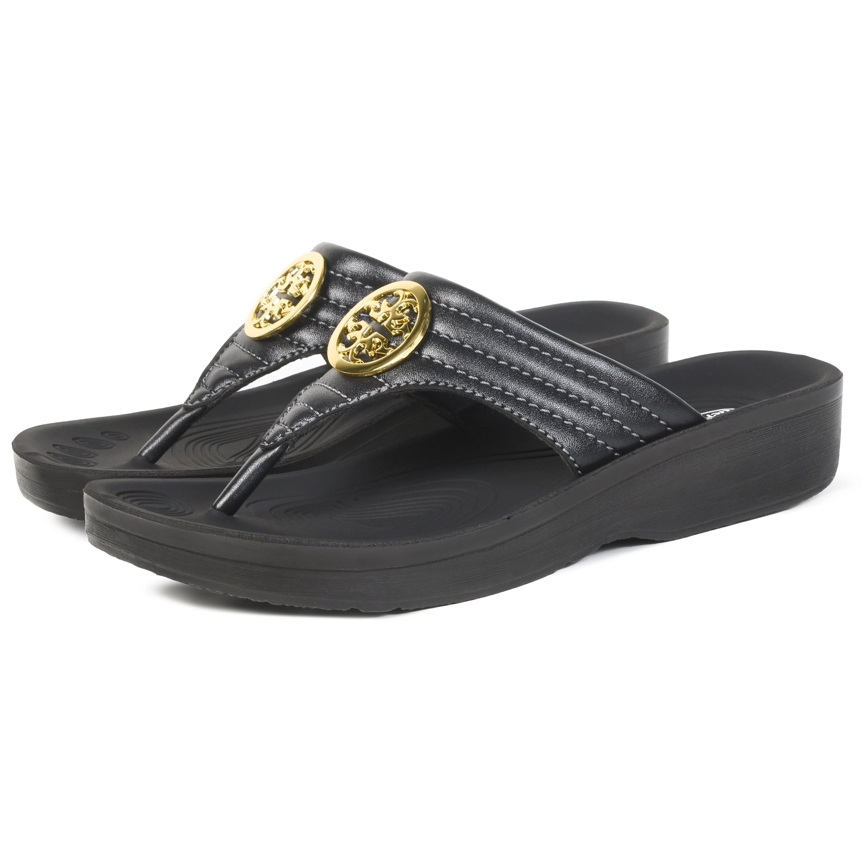 Aerothotic - Women's Walking Thong Sandals, Idelle - Black (L0360)