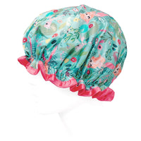 Wrapables Double Layer Waterproof Shower Caps, Dots, Llamas & Ocean Fun (Set of 4)