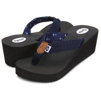 Floopi Womens Anna Wedge Yoga Mat Thong Flip Flop (Navy 519)