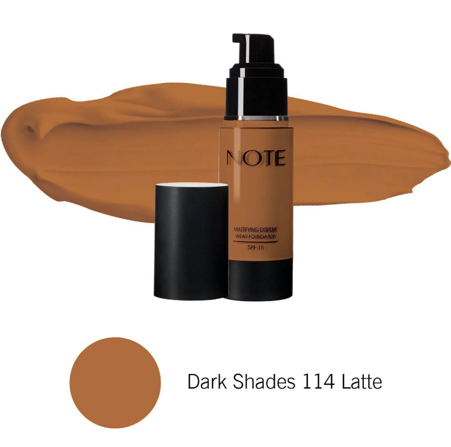 NOTE Cosmetics Mattifying Extreme Wear Foundation, SPF 15 - Latte (114)
