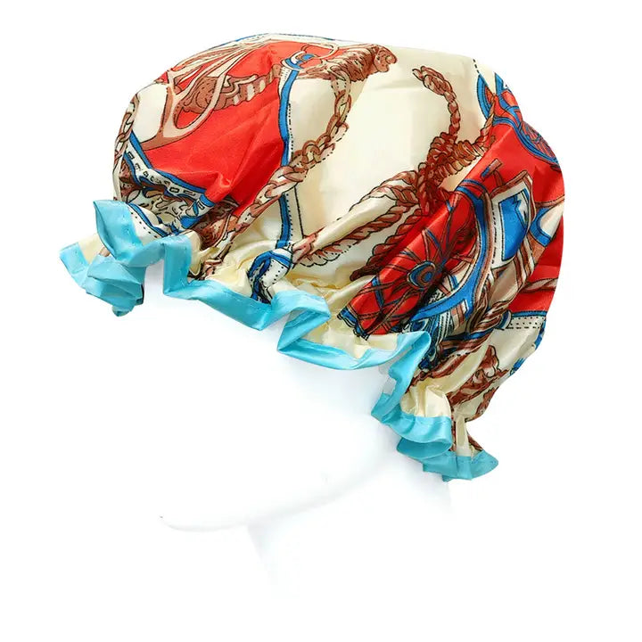 Wrapables Double Layer Waterproof Shower Caps, Retro Floral (Set of 4)