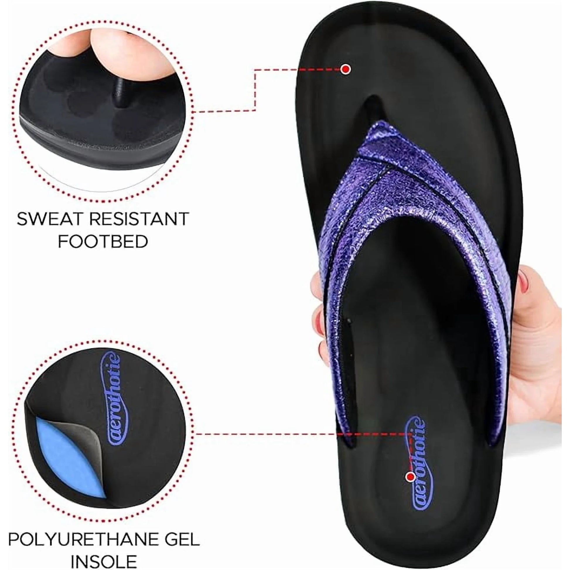 Aerothotic Women's Comfortable Slides, Sela , Blue (L1302)