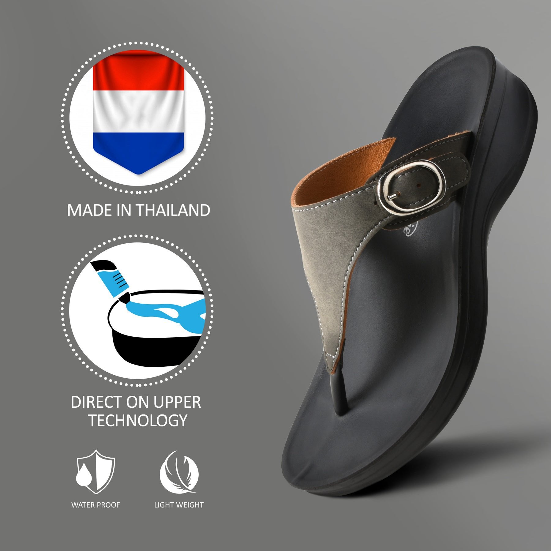 Aerothotic Women's Comfortable Arch Support Sandal, Shale, Grey (L0817)
