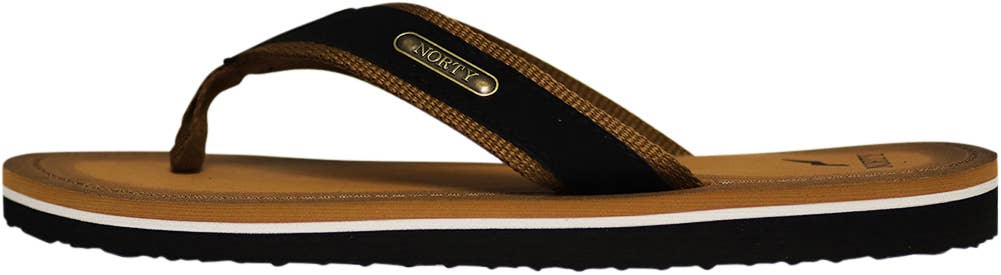 NORTY Men's Flip Flop Sandal - Black Camel (11118)