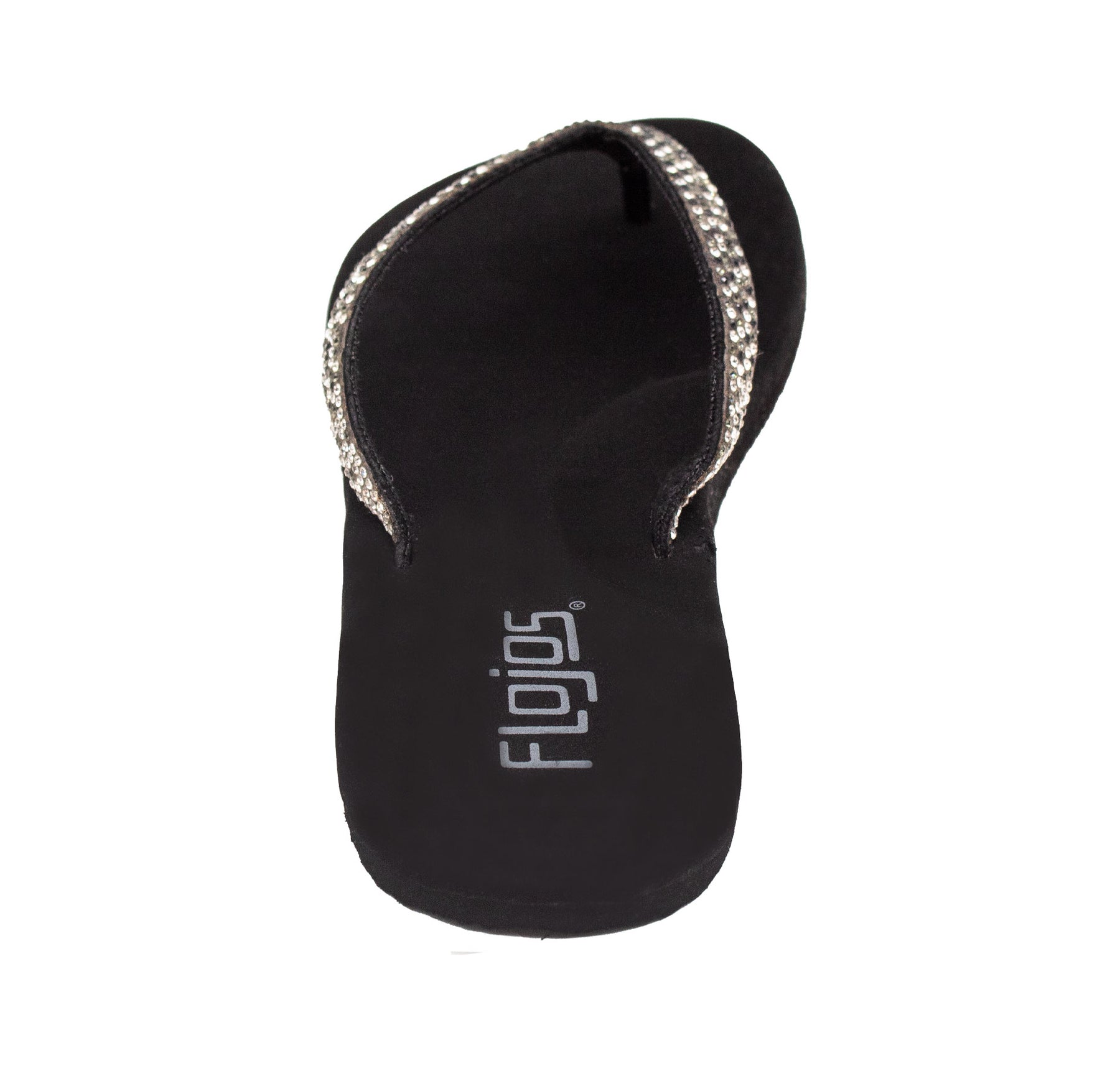 Flojos Rhinestone Strap Thong Sandal - Spark - Black (232)