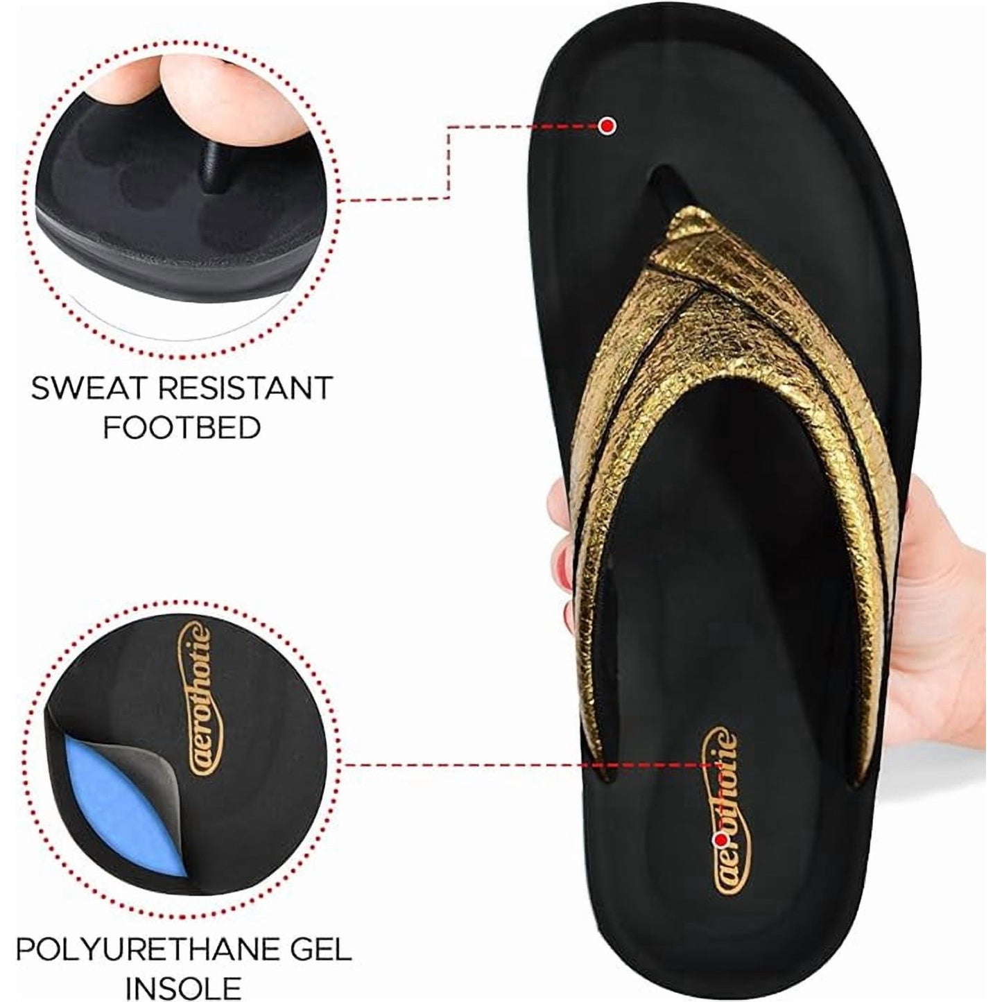 Aerothotic Women's Comfortable Slides, Sela , Brown (L1302)