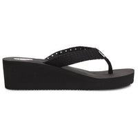 Floopi Womens Anna Wedge Yoga Mat Thong Flip Flop (Black 519