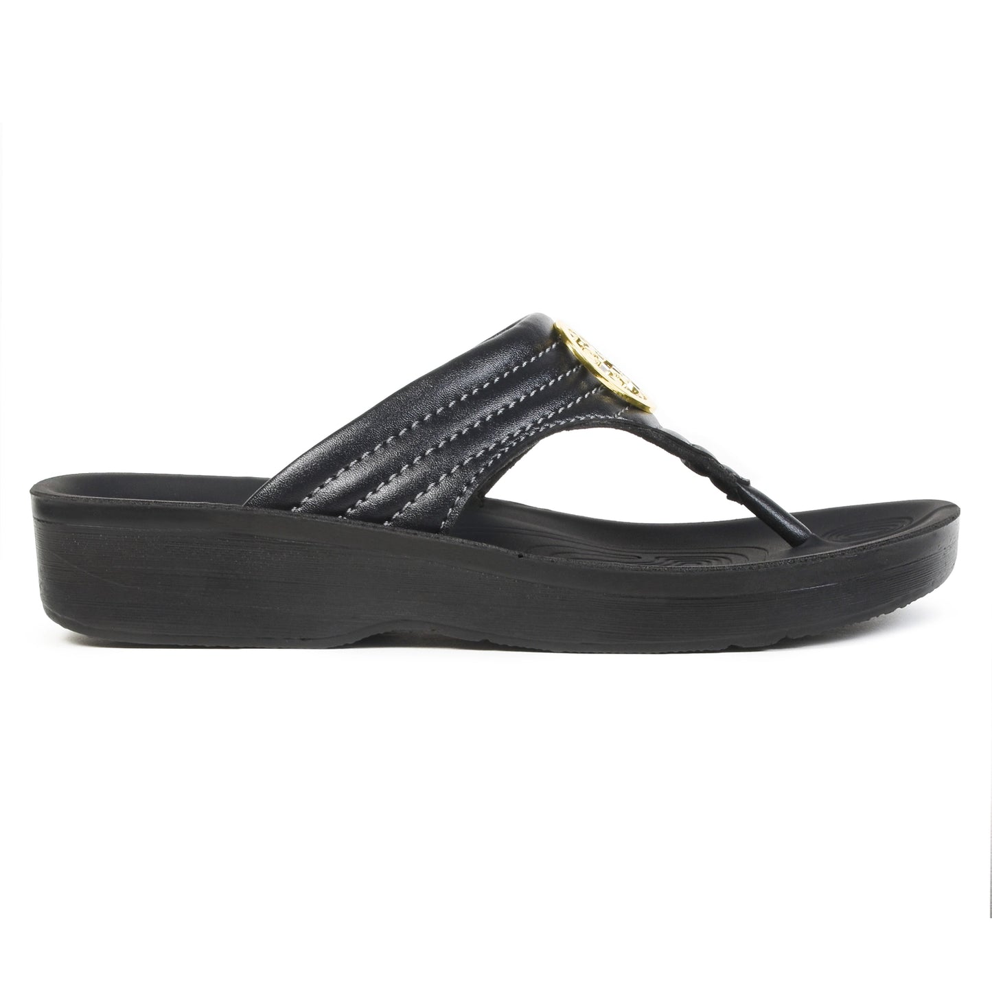 Aerothotic - Women's Walking Thong Sandals, Idelle - Black (L0360)