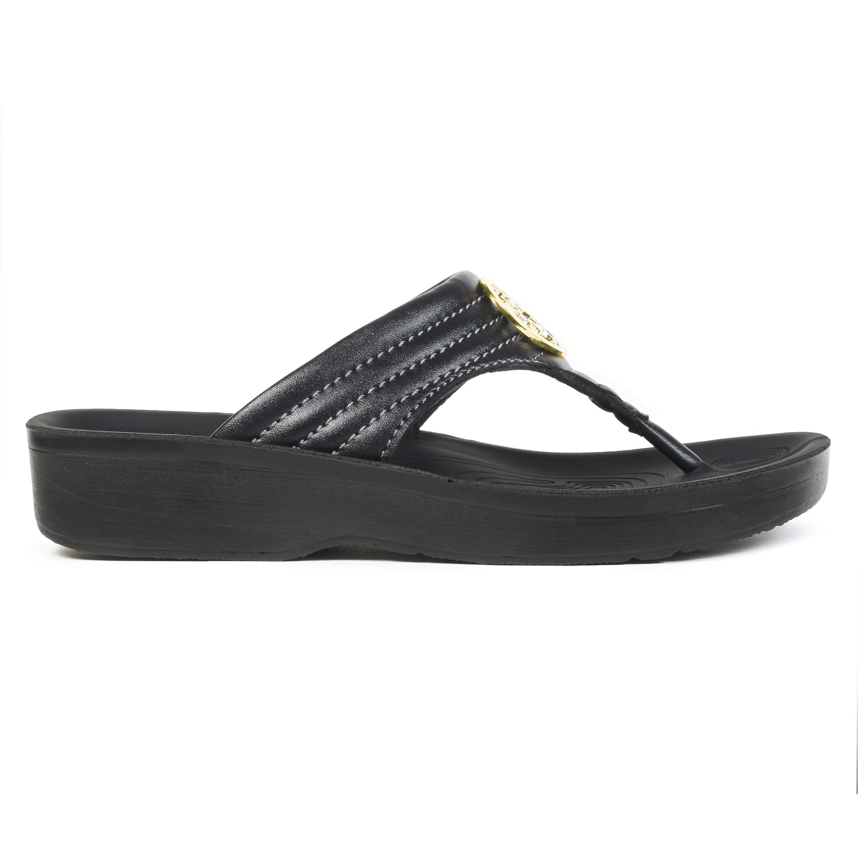 Aerothotic - Women's Walking Thong Sandals, Idelle - Black (L0360)