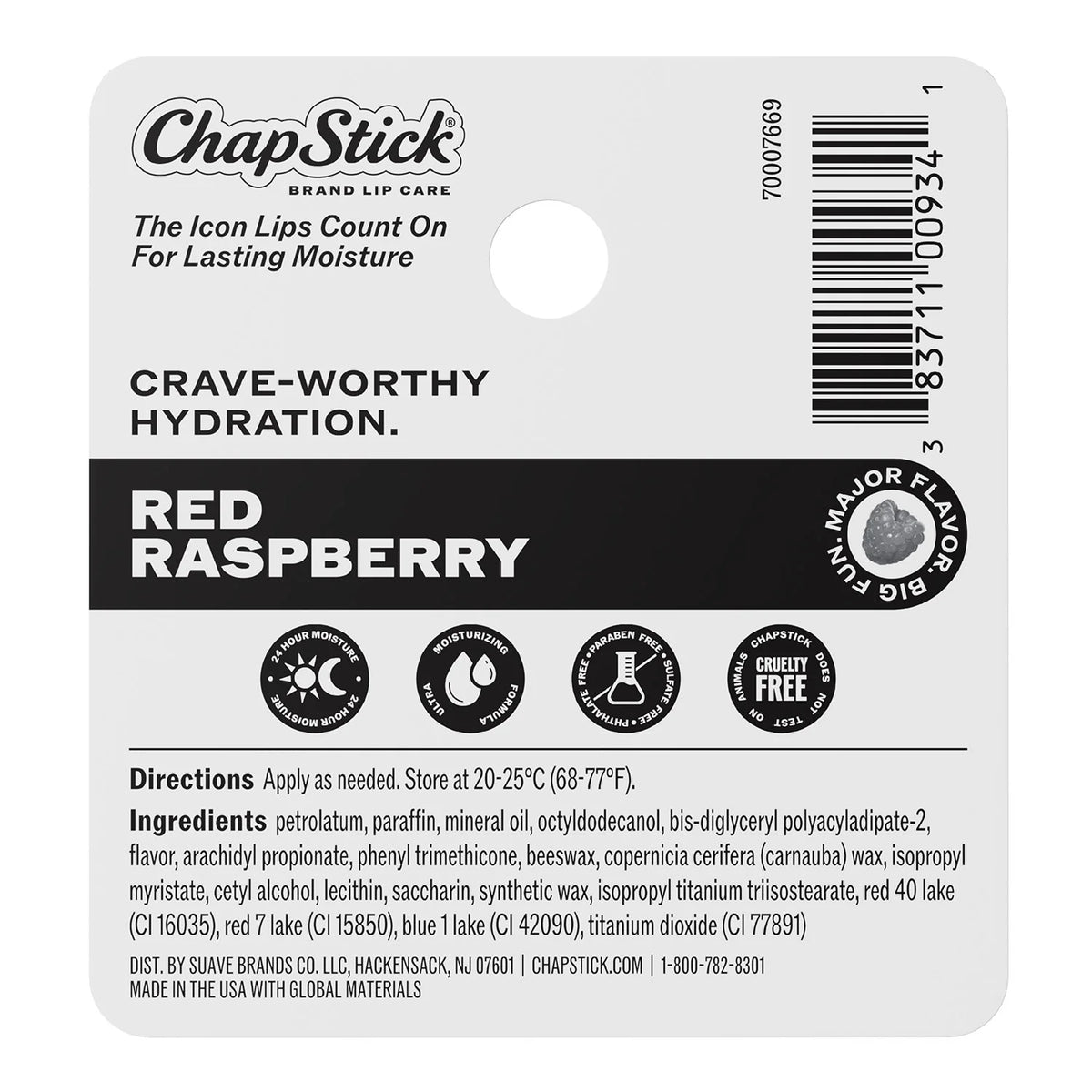 Chapstick Classic Lip Balm, SPF 15, Broad Spectrum, Red Raspberry (3-Pack)