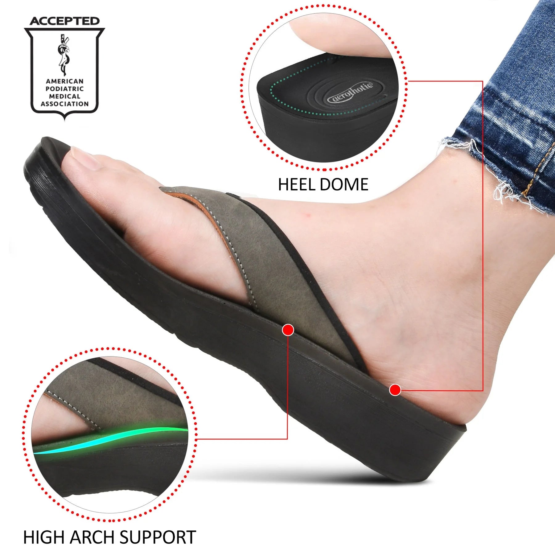 Aerothotic - Women's Comfortable  Sandal, Cuta - Grey (L0367)