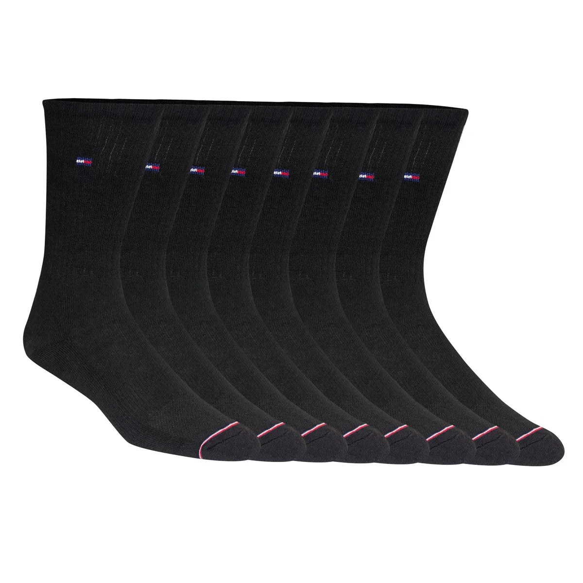 Tommy Hilfiger Men's Casual Crew Sock,  Black (8-Pair)