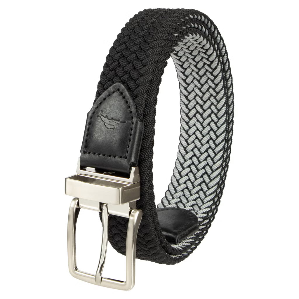 Tommy Bahama Men's Stretch Braided Reversible Belt, Black/Grey