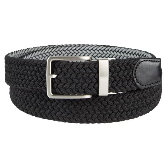 Tommy Bahama Men's Stretch Braided Reversible Belt, Black/Grey