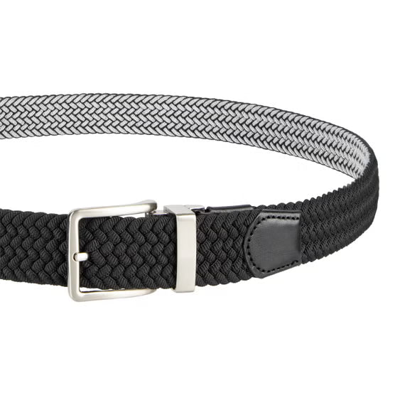 Tommy Bahama Men's Stretch Braided Reversible Belt, Black/Grey