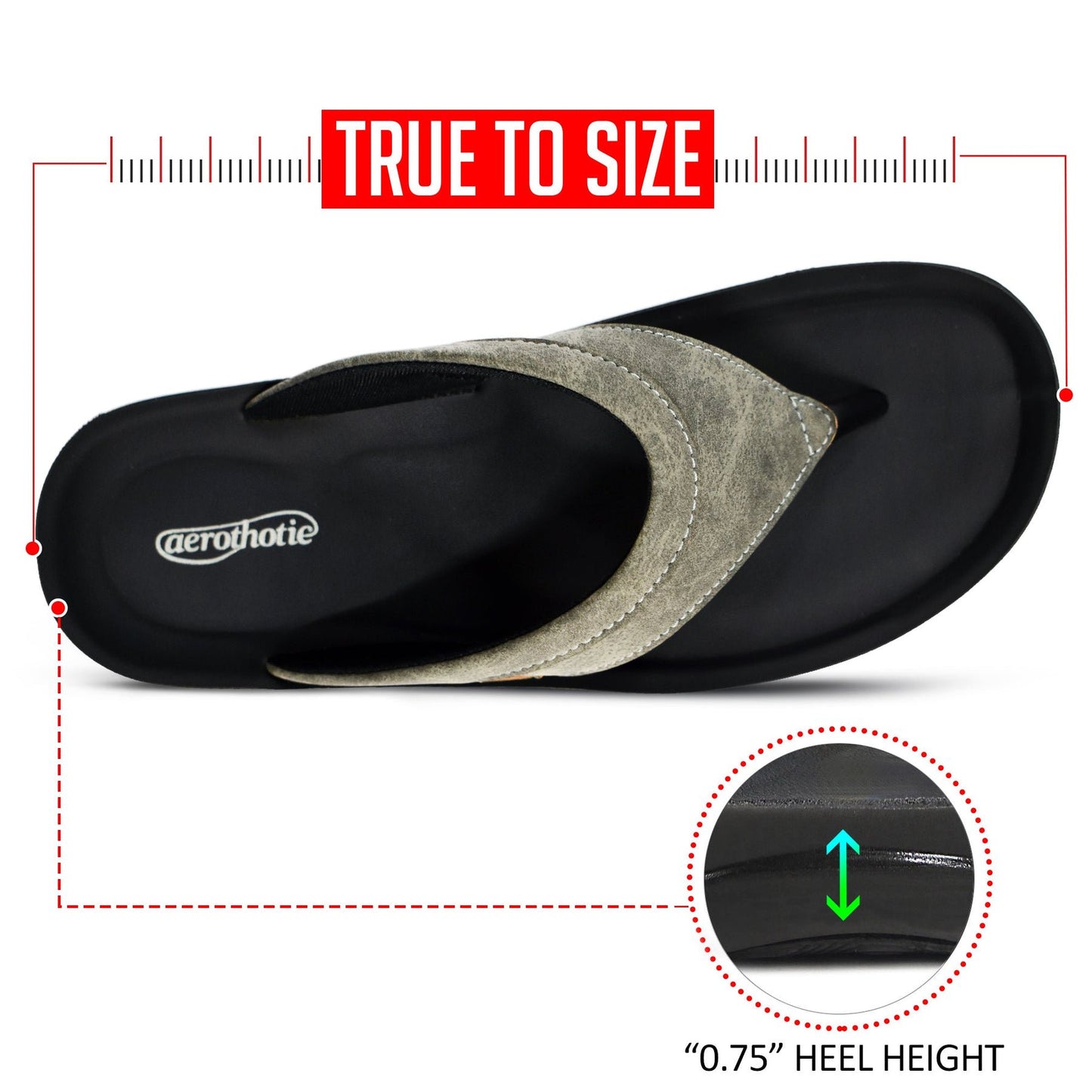 Aerothotic Women's Comfortable Slides, Terrene, Grey (L1324)