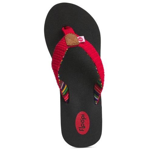 Floopi Womens Anna Wedge Yoga Mat Thong Flip Flop (Red 519)