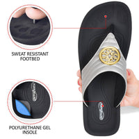 Aerothotic - Women's Walking Thong Sandals, Idelle - Silver (L0360)