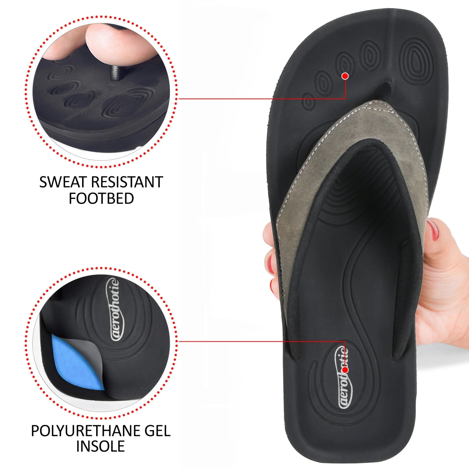 Aerothotic - Women's Comfortable  Sandal, Cuta - Grey (L0367)
