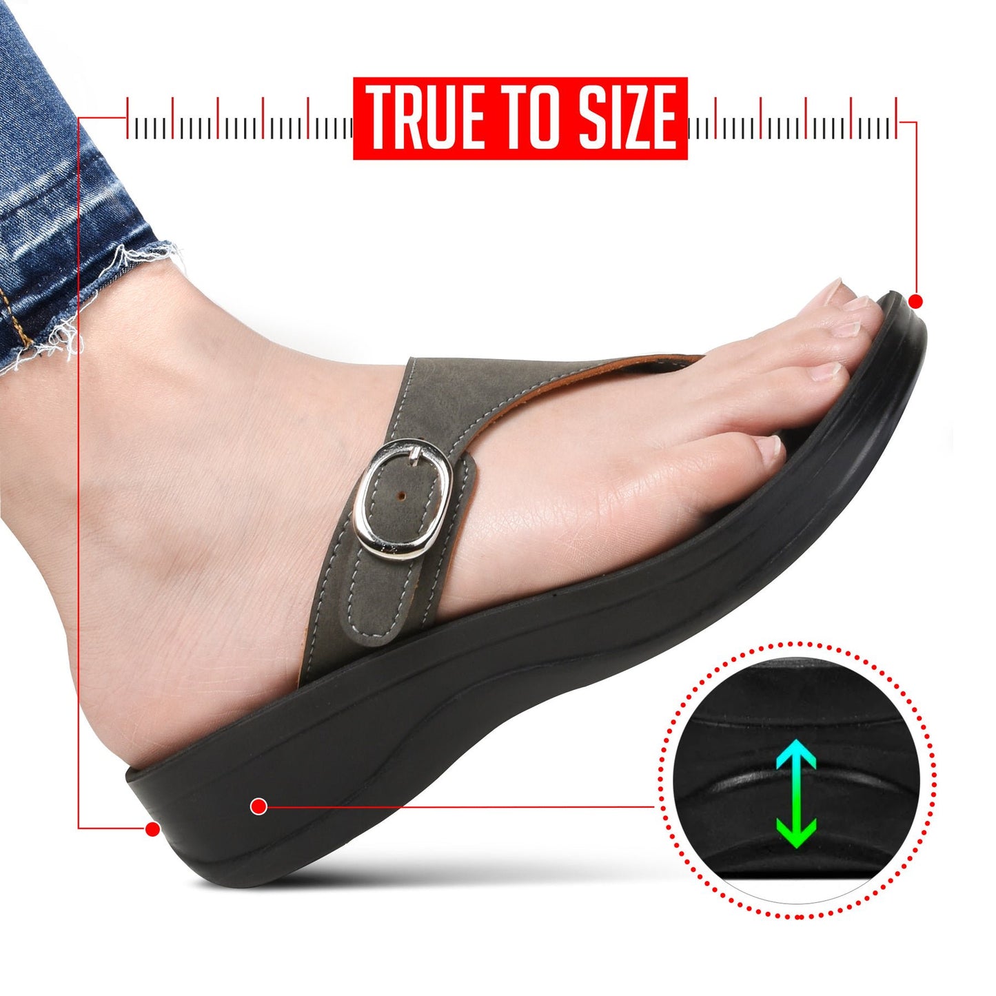 Aerothotic Women's Comfortable Arch Support Sandal, Shale, Grey (L0817)