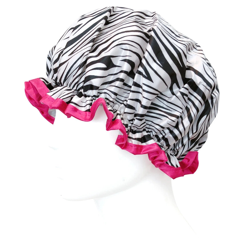 Wrapables Double Layer Waterproof Shower Caps, Animal Print & Dots (Set of 4)
