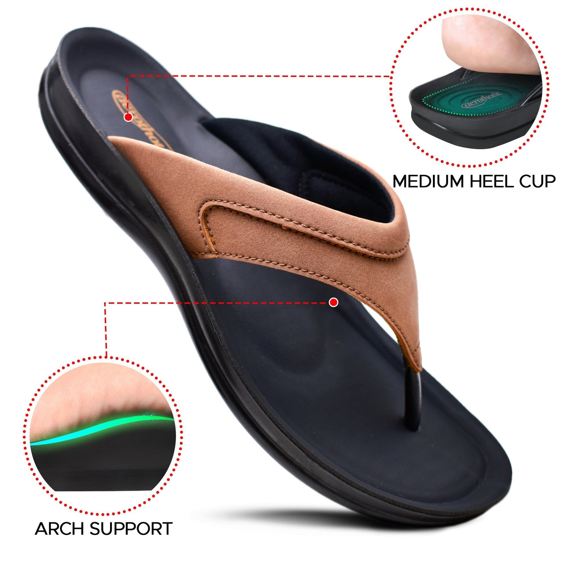 Aerothotic Women's Comfortable Slides, Terrene, Brown (L1324)