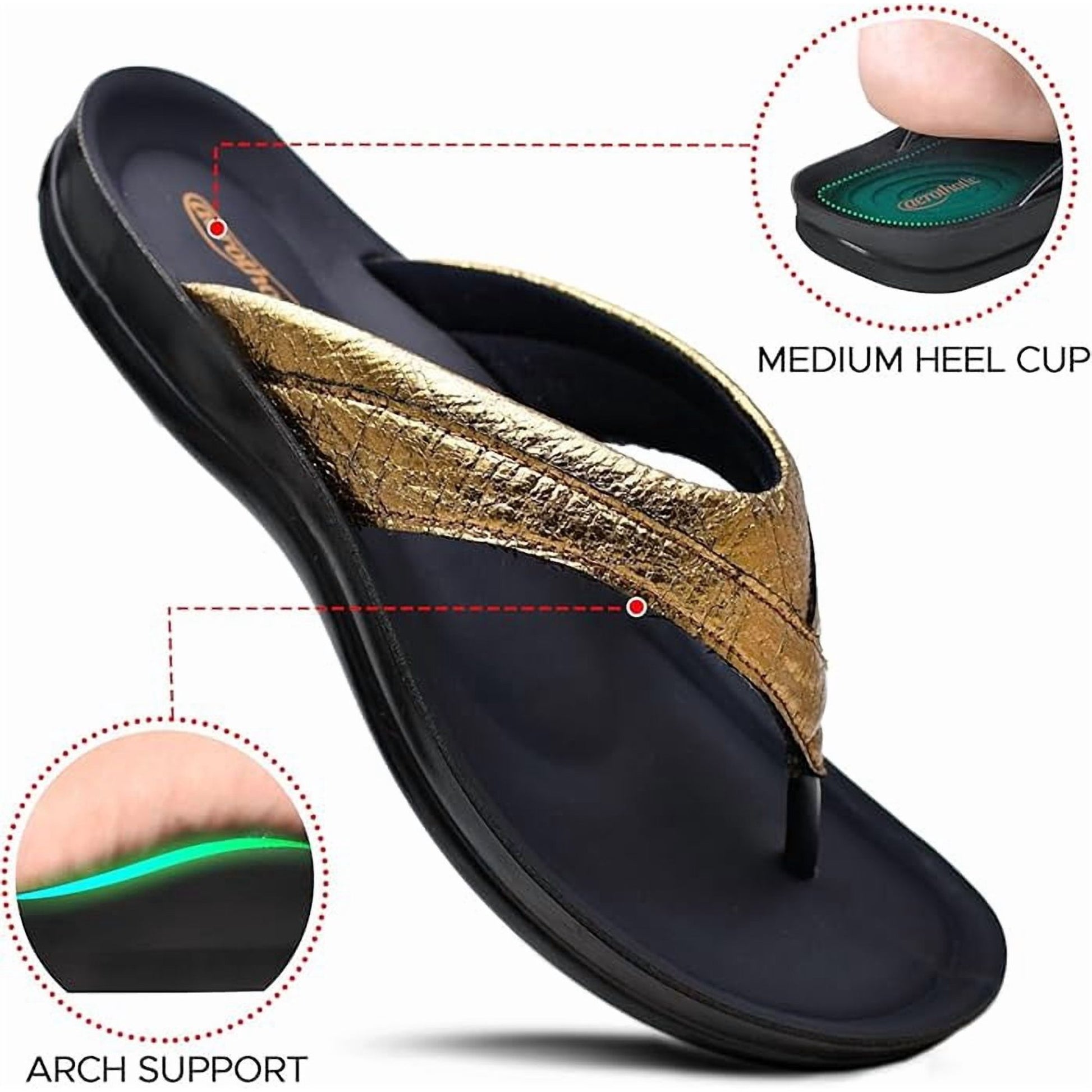 Aerothotic Women's Comfortable Slides, Sela , Brown (L1302)