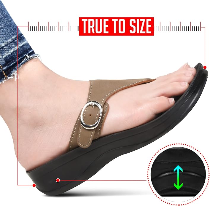 Aerothotic Women's Comfortable Arch Support Sandal, Shale, Khaki (L0817)